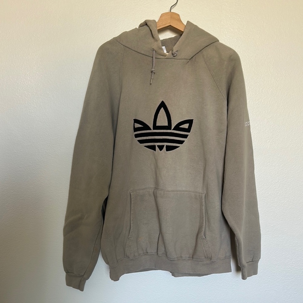 Adidas Men's Beige thick Hoodie with Black Logo